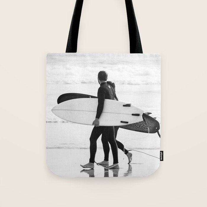 Cool BW Surf Photography Tote Bag Gallery Image 1