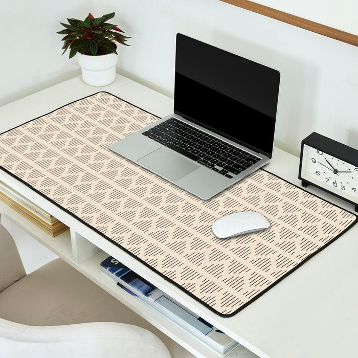 Modern Mudcloth 3, Black on Cream Desk Mat Gallery Image 2