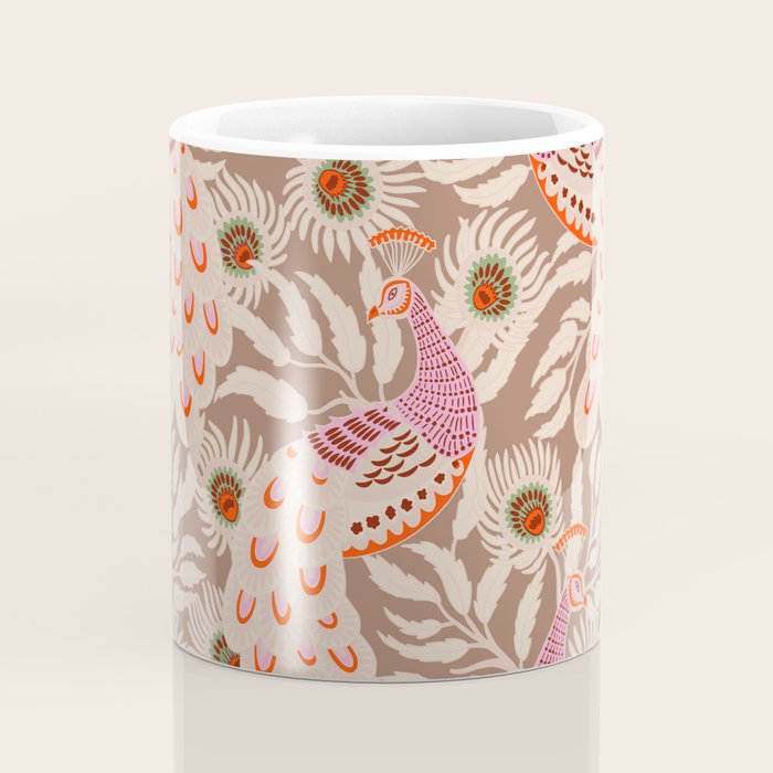 FARMFOLK PEACOCK Inspired by PANTONE 17 1230 Mocha Mousse Coffee Mug Gallery Image 4