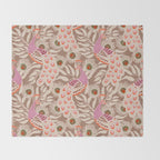 FARMFOLK PEACOCK Inspired by PANTONE 17 1230 Mocha Mousse Throw Blanket Gallery Image 2