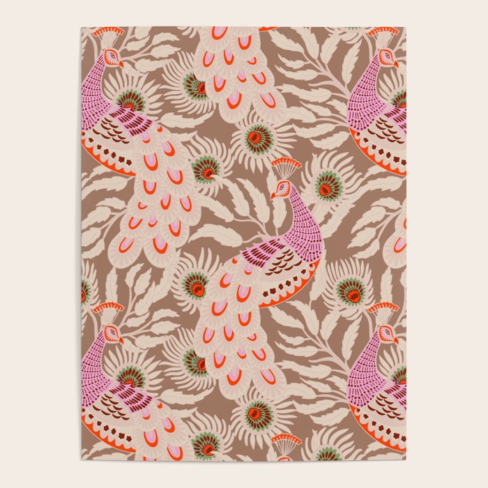 FARMFOLK PEACOCK Inspired by PANTONE 17 1230 Mocha Mousse Poster Gallery Image 4