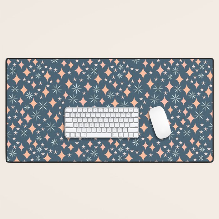 Christmas lights pink and blue pattern Desk Mat Gallery Image 1