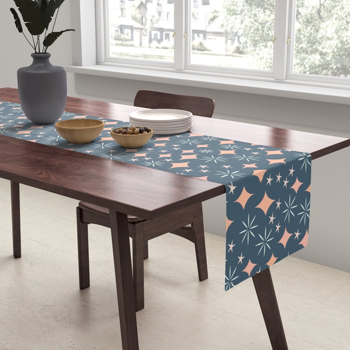 Christmas lights pink and blue pattern Table Runner Gallery Image 2