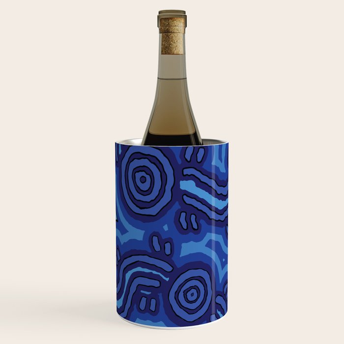 Authentic Aboriginal Art - Blue Campsites Wine Chiller Gallery Image 3