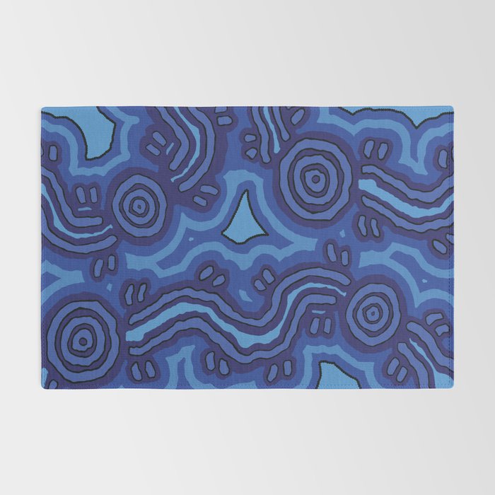 Authentic Aboriginal Art - Blue Campsites Rug Gallery Image 2