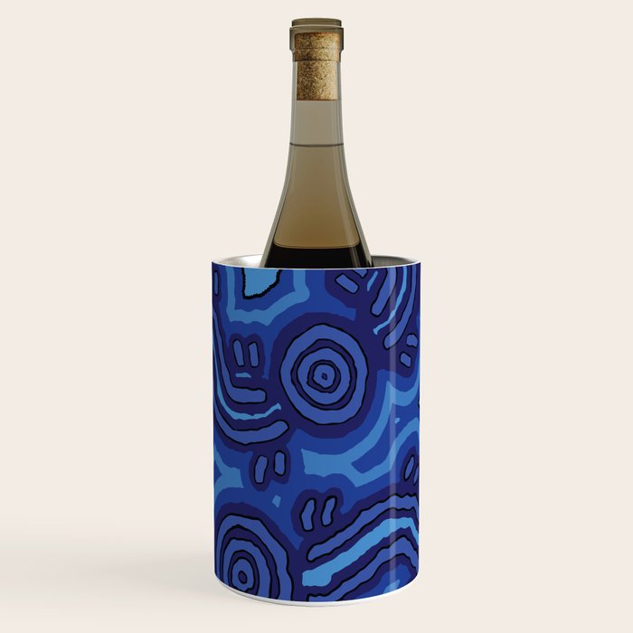 Authentic Aboriginal Art - Blue Campsites Wine Chiller Gallery Image 2