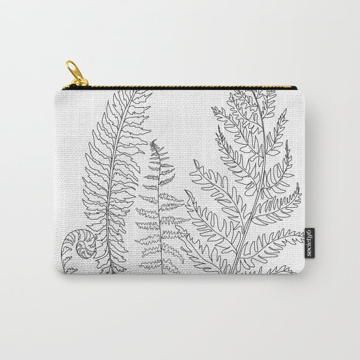 Minimal Line Art Fern Leaves Carry All Pouch Gallery Image 1