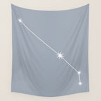 Aries Zodiac Star Constellation Line Art Blue Grey Wall Tapestry Gallery Image 4