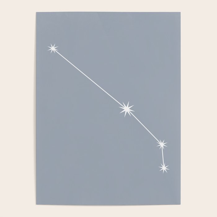Aries Zodiac Star Constellation Line Art Blue Grey Poster Gallery Image 4