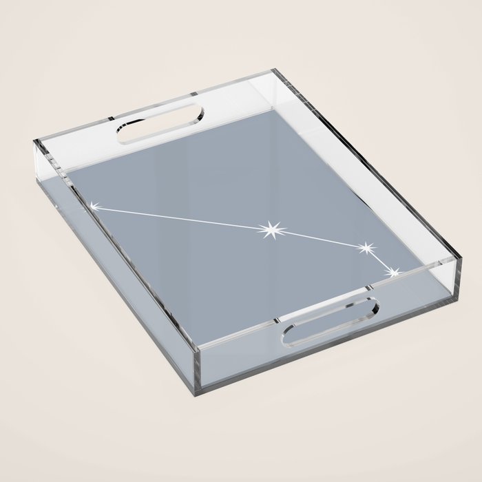 Aries Zodiac Star Constellation Line Art Blue Grey Acrylic Tray Gallery Image 1