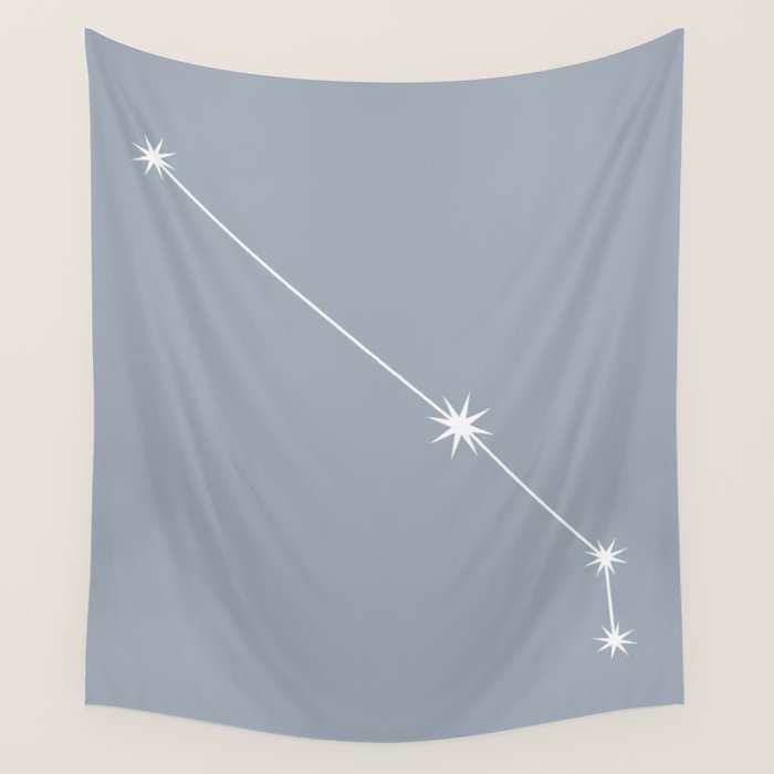 Aries Zodiac Star Constellation Line Art Blue Grey Wall Tapestry Gallery Image 1