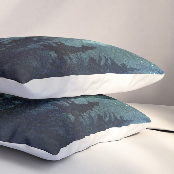 Galaxy Watercolor Aurora Borealis Painting Pillow Sham Gallery Image 3