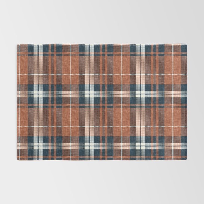 fall plaid - rust and navy blue Rug Gallery Image 2