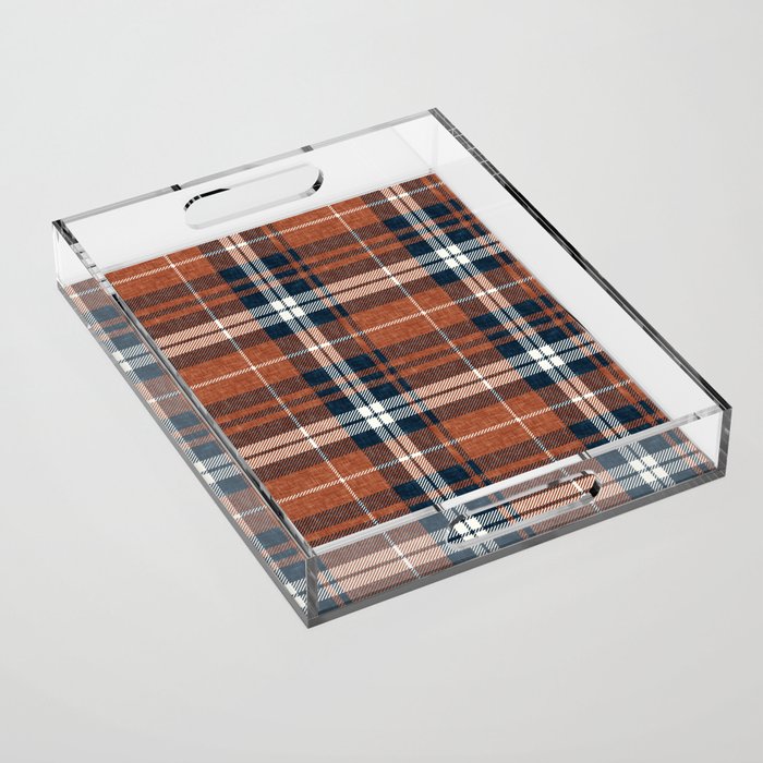 fall plaid - rust and navy blue Acrylic Tray Gallery Image 1