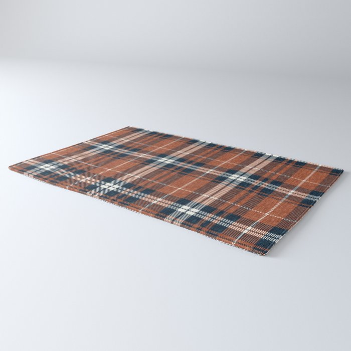 fall plaid - rust and navy blue Rug Gallery Image 3