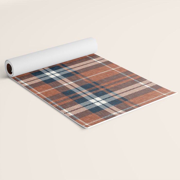 fall plaid - rust and navy blue Yoga Mat Gallery Image 2