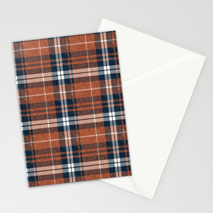 fall plaid - rust and navy blue Stationery Card Gallery Image 2
