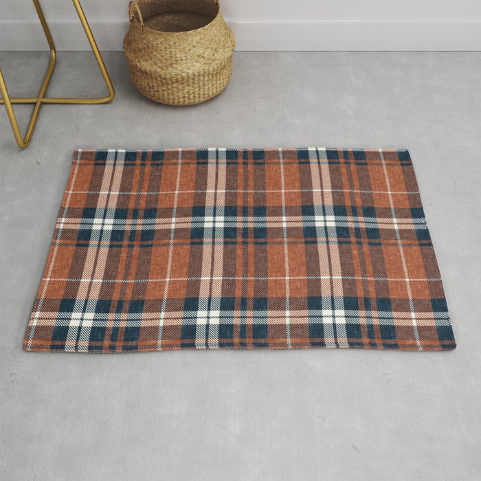 fall plaid - rust and navy blue Rug Gallery Image 1