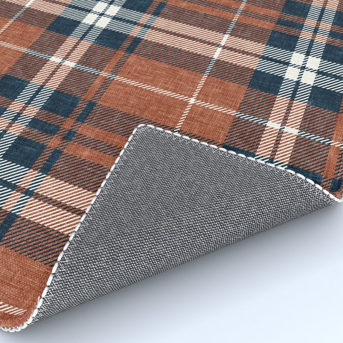 fall plaid - rust and navy blue Rug Gallery Image 4