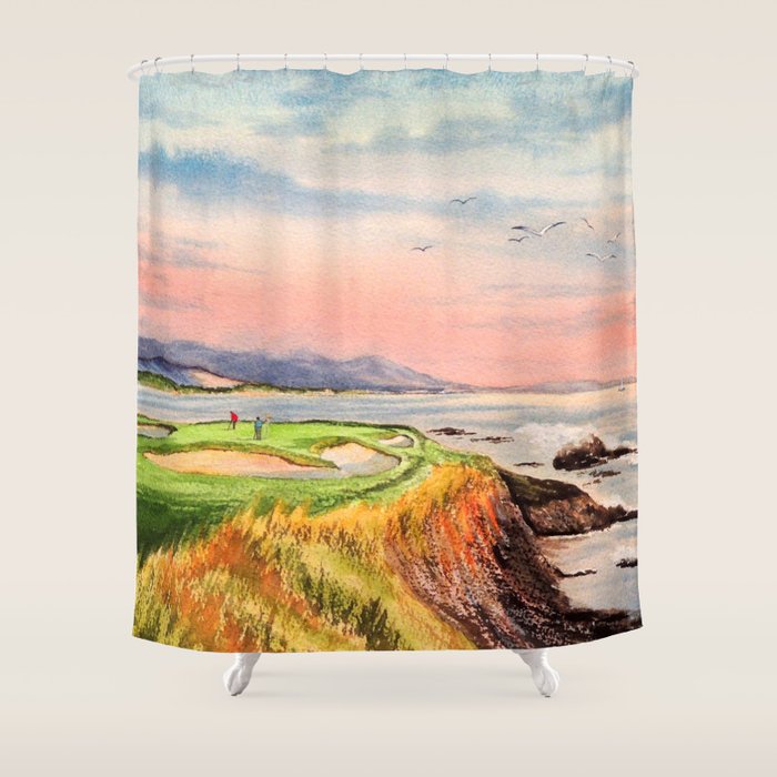 Pebble Beach Golf Course 7th Hole Shower Curtain Gallery Image 1