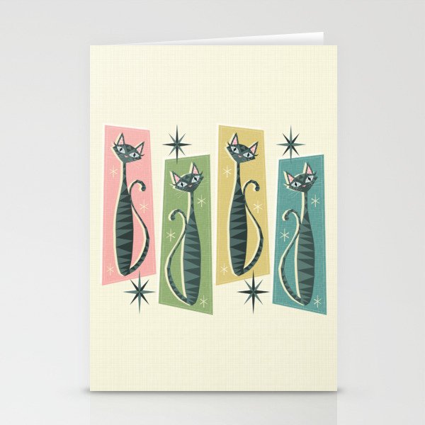 Retro Patchwork Tabbies ©studioxtine Stationery Card Gallery Image 2