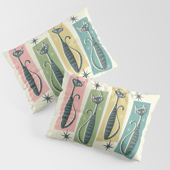 Retro Patchwork Tabbies ©studioxtine Pillow Sham Gallery Image 3
