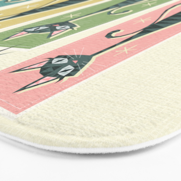 Retro Patchwork Tabbies ©studioxtine Bath Mat Gallery Image 3
