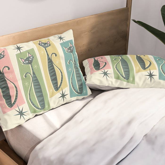 Retro Patchwork Tabbies ©studioxtine Pillow Sham Gallery Image 2