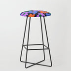 Retro Flowers: Midnight Black Edition Stool Gallery Image 1