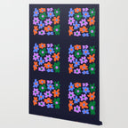 Retro Flowers: Midnight Black Edition Wallpaper Gallery Image 2