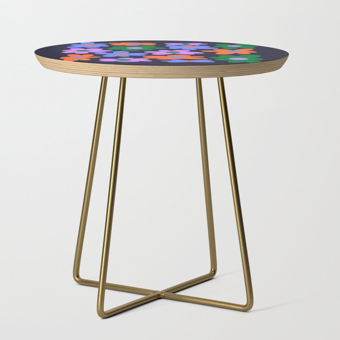 Retro Flowers: Midnight Black Edition Side Table Gallery Image 1