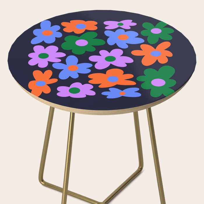 Retro Flowers: Midnight Black Edition Side Table Gallery Image 2