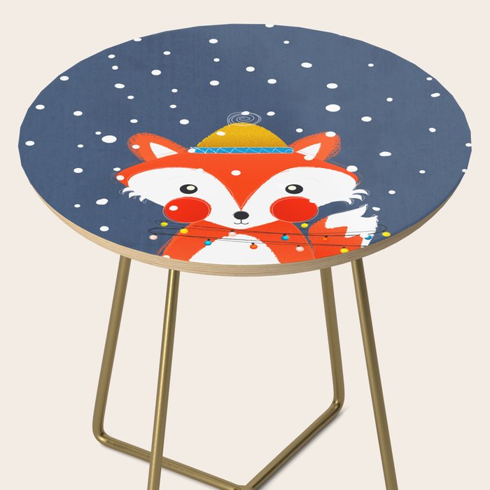 Cute christmas fox in the snow Side Table Gallery Image 2