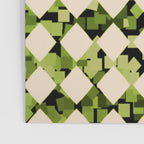 Geometric Checkerboard with Confetti Squares Green Black on Beige Poster Gallery Image 3