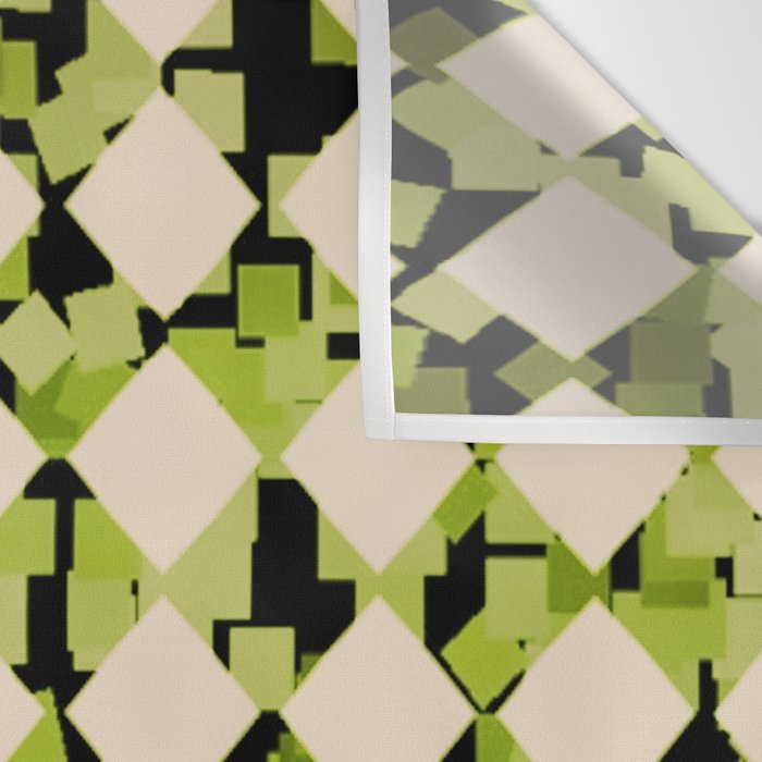 Geometric Checkerboard with Confetti Squares Green Black on Beige Wall Tapestry Gallery Image 3