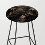 Owl in Sacred Geometry Composition - Black and Gold Stool Gallery Image 2