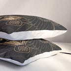 Owl in Sacred Geometry Composition - Black and Gold Pillow Sham Gallery Image 3