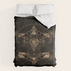 Owl in Sacred Geometry Composition - Black and Gold Duvet Cover Gallery Image 6