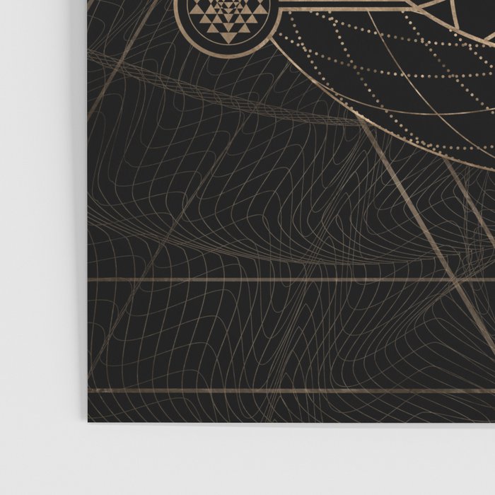 Owl in Sacred Geometry Composition - Black and Gold Poster Gallery Image 3