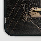 Owl in Sacred Geometry Composition - Black and Gold Laptop Sleeve Gallery Image 3