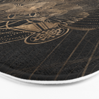 Owl in Sacred Geometry Composition - Black and Gold Bath Mat Gallery Image 3