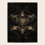 Owl in Sacred Geometry Composition - Black and Gold Poster Gallery Image 4