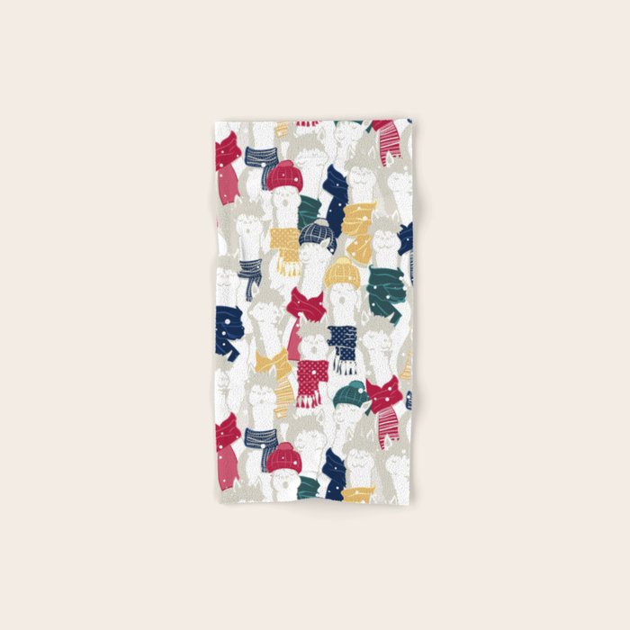 Happy llamas Christmas choir Bath Towel Gallery Image 1
