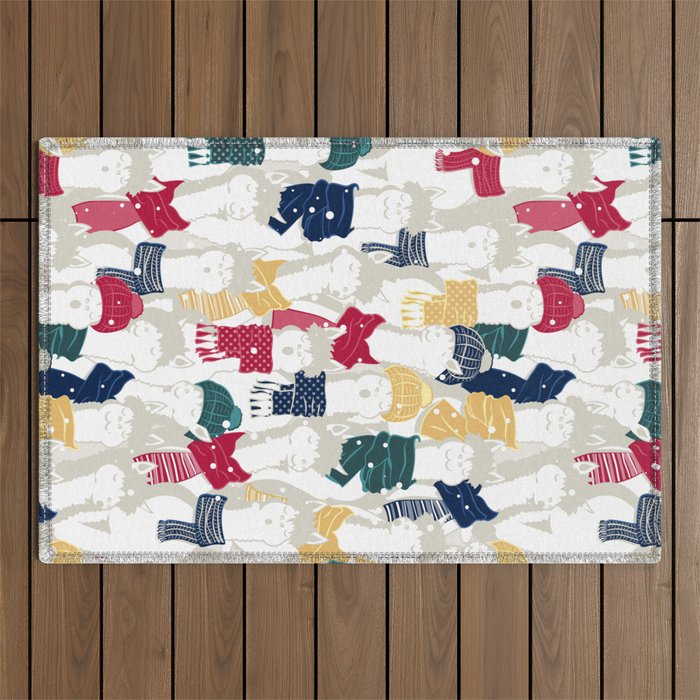 Happy llamas Christmas choir Outdoor Rug Gallery Image 1