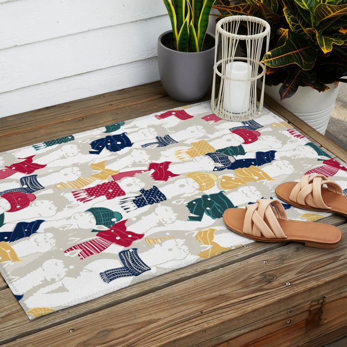 Happy llamas Christmas choir Outdoor Rug Gallery Image 2