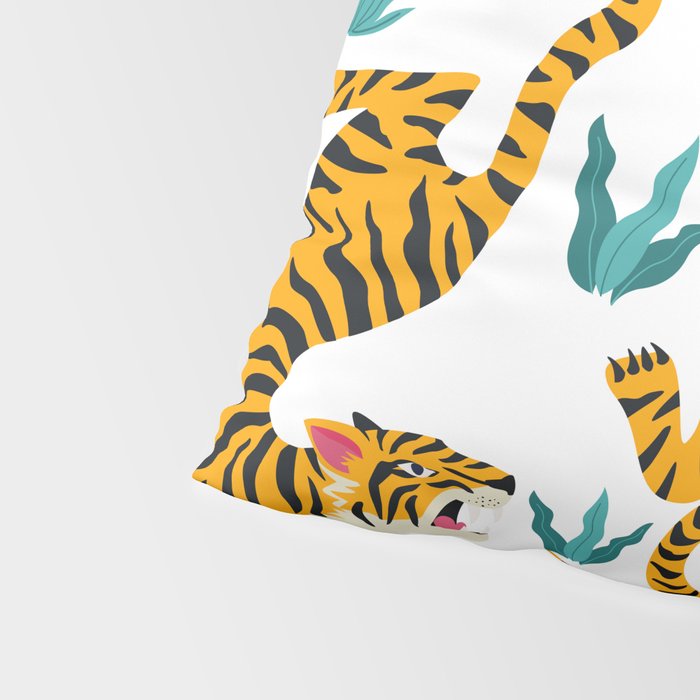 Tigers and tropical leaves. Pillow Sham Gallery Image 4