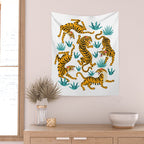 Tigers and tropical leaves. Wall Tapestry Gallery Image 2