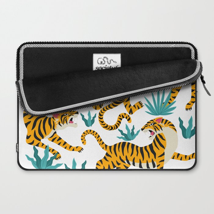 Tigers and tropical leaves. Laptop Sleeve Gallery Image 2