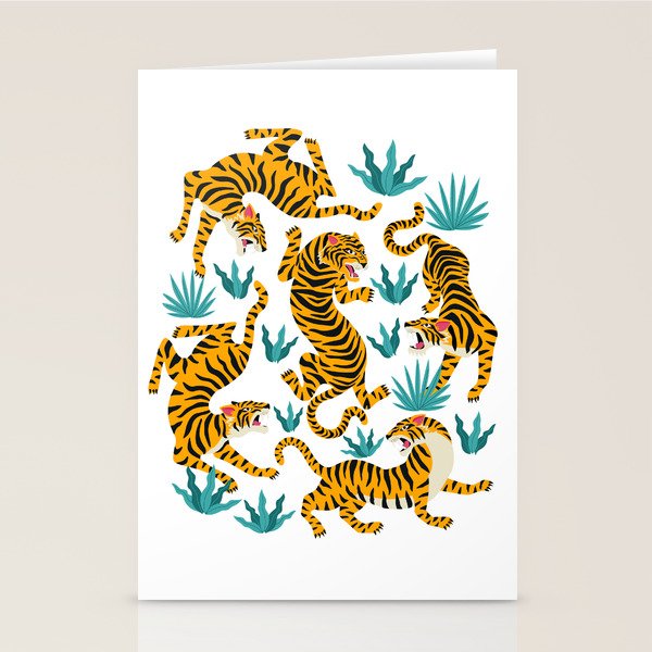 Tigers and tropical leaves. Stationery Card Gallery Image 2