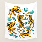 Tigers and tropical leaves. Wall Tapestry Gallery Image 4